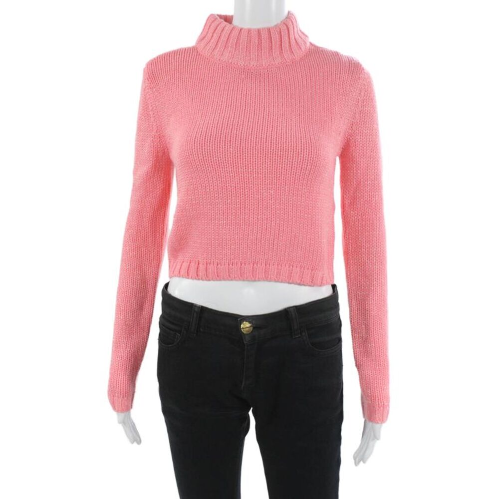 Hours Women Pullover Sweater Pink Acrylic Mock Neck Long Sleeve Size 2XS
